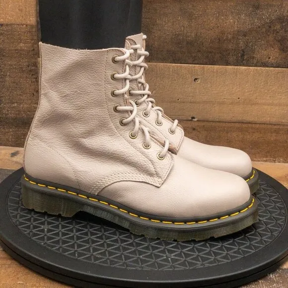 DR MARTENS 1460 PASCAL TAUPE WOMENS BOOTS RETRO COMBAT LEATHER CHUNKY SIZE 10