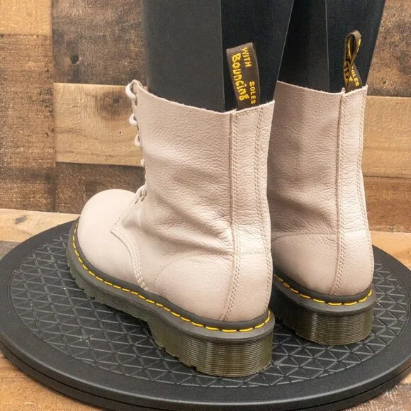 DR MARTENS 1460 PASCAL TAUPE WOMENS BOOTS RETRO COMBAT LEATHER CHUNKY SIZE 10