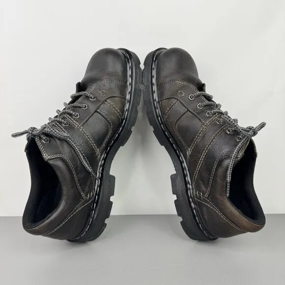 Dr Martens Basel Shoes Mens 12 Brown 6 Eye Distressed Leather Grunge Chunky Y2K