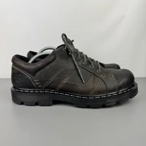Dr Martens Basel Shoes Mens 12 Brown 6 Eye Distressed Leather Grunge Chunky Y2K