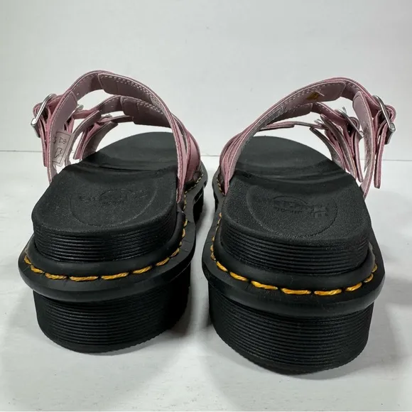Dr. Martens Blaire Pink Strappy Leather Chunky Platform Slide Sandals Women 8