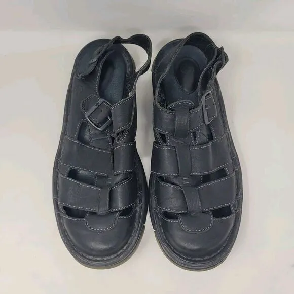 Dr. Martens Mens 11 Nick Black Leather Fisherman Sandals Buckles Straps 11687