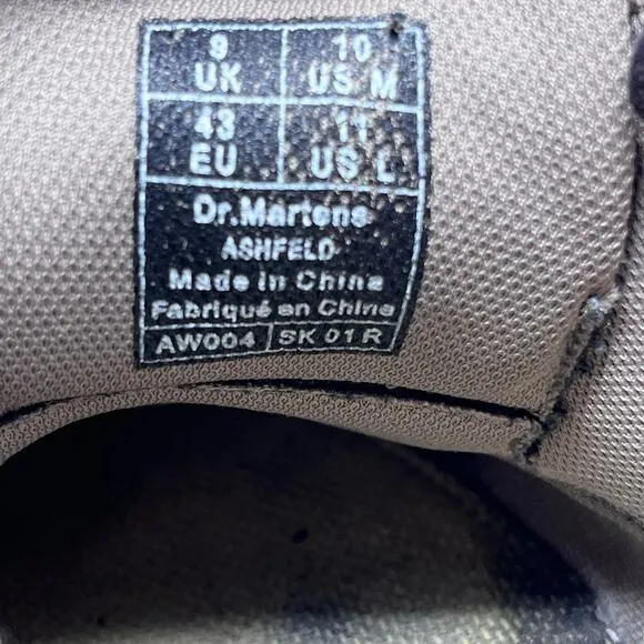 Dr Martens Mens Size 10 Ashfeld Black Leather Oxford Lace Up Shoes Workwear
