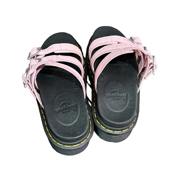 Dr. Martens Pink Blaire Leather PlatformSlide Sandals Women's 5