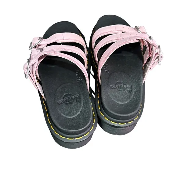 Dr. Martens Pink Blaire Leather PlatformSlide Sandals Women's 5