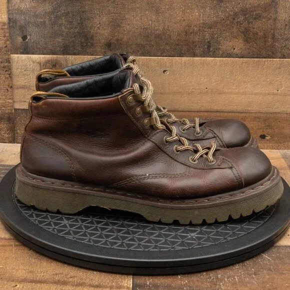 DR MARTENS VINTAGE MENS BOOTS BROWN LEATHER 8287 LACE UP COMBAT STYLE SIZE 14