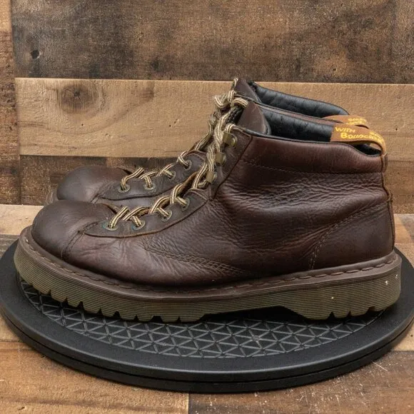 DR MARTENS VINTAGE MENS BOOTS BROWN LEATHER 8287 LACE UP COMBAT STYLE SIZE 14