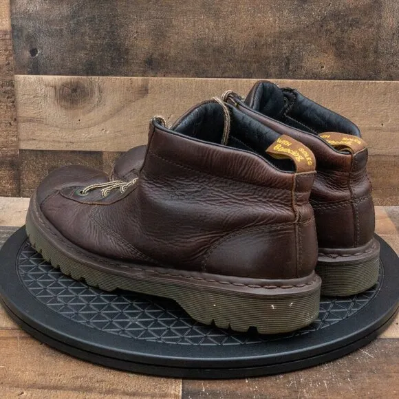 DR MARTENS VINTAGE MENS BOOTS BROWN LEATHER 8287 LACE UP COMBAT STYLE SIZE 14