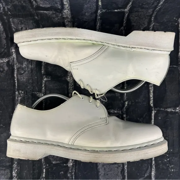 Dr Martens White Leather Low Top Platform Shoes