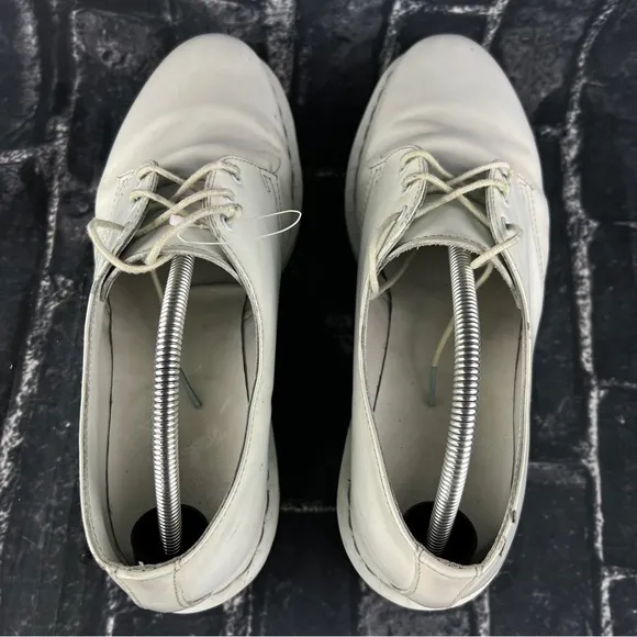 Dr Martens White Leather Low Top Platform Shoes
