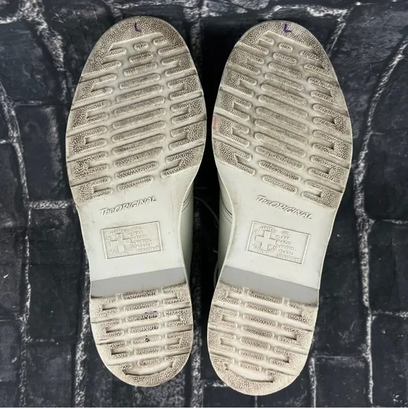 Dr Martens White Leather Low Top Platform Shoes