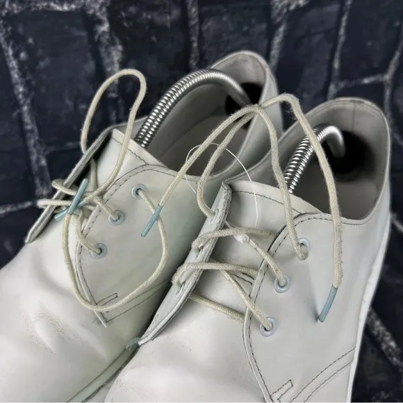 Dr Martens White Leather Low Top Platform Shoes