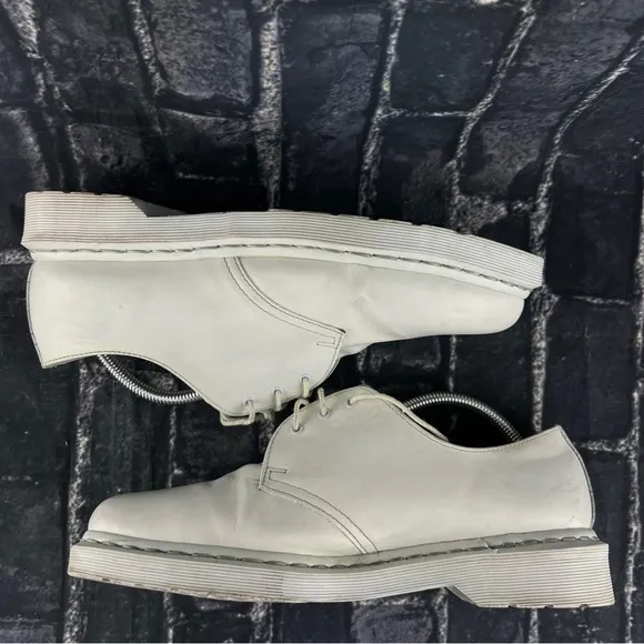 Dr Martens White Leather Low Top Platform Shoes