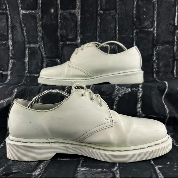 Dr Martens White Leather Low Top Platform Shoes