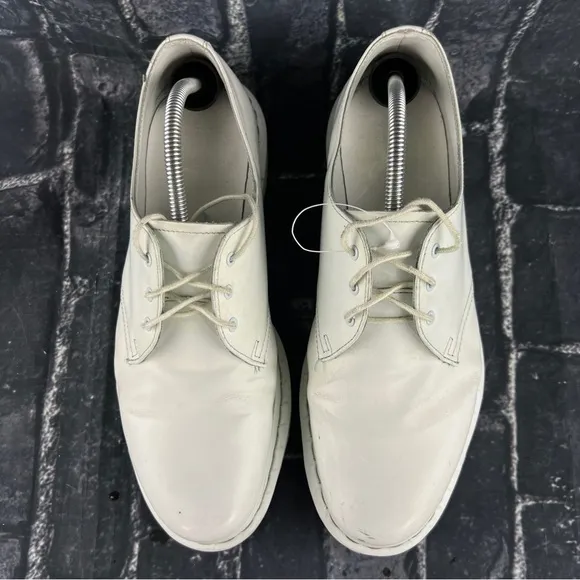 Dr Martens White Leather Low Top Platform Shoes