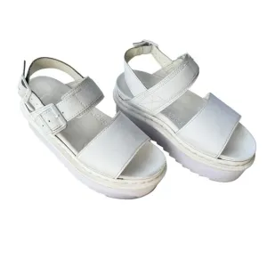 Dr. Martens Women's Voss Mono Hydro White Leather Straps SoftWair Sandals Size 6