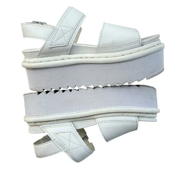 Dr. Martens Women's Voss Mono Hydro White Leather Straps SoftWair Sandals Size 6