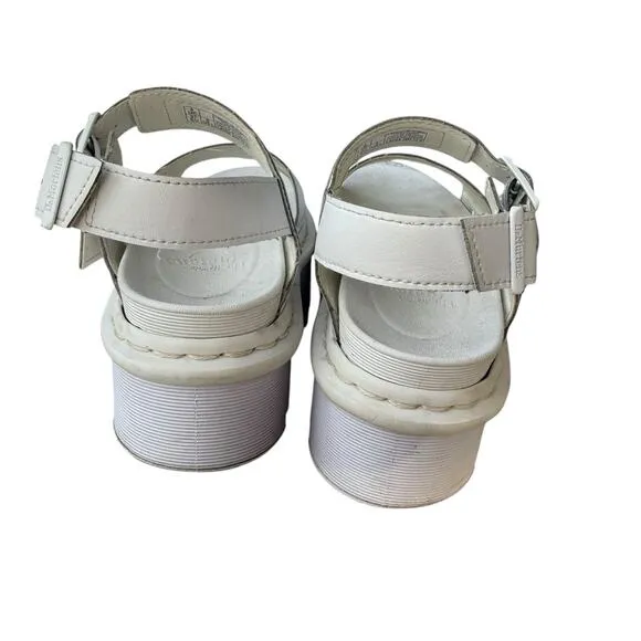 Dr. Martens Women's Voss Mono Hydro White Leather Straps SoftWair Sandals Size 6