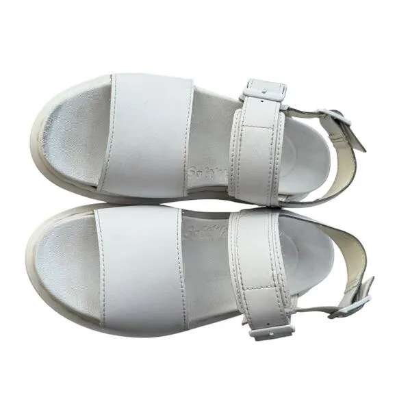 Dr. Martens Women's Voss Mono Hydro White Leather Straps SoftWair Sandals Size 6