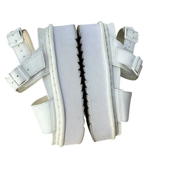 Dr. Martens Women's Voss Mono Hydro White Leather Straps SoftWair Sandals Size 6