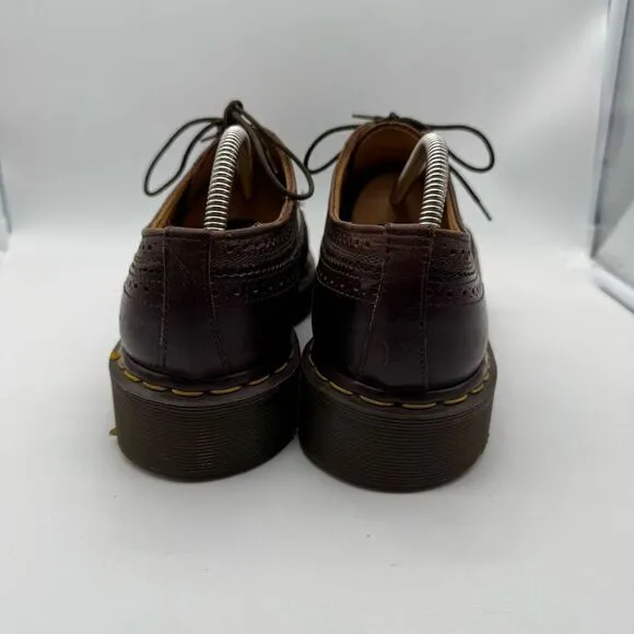 Dr. Martens 3989/59 Brown Brogue Wingtip Shoes Size 10 Made in England Vintage