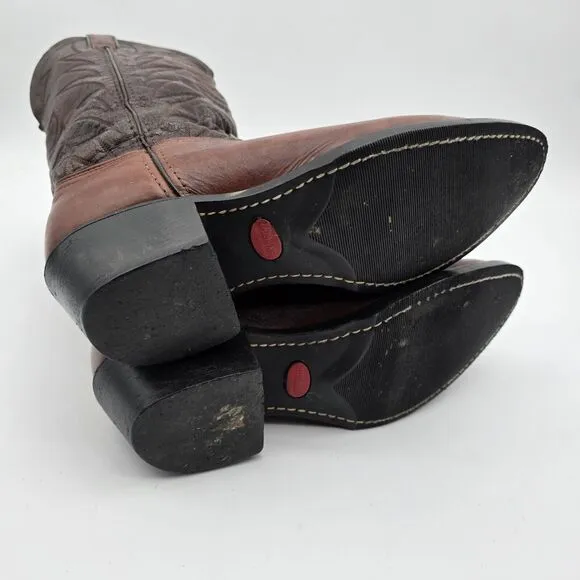 Durango Cowboy Boots Mens 9.5 D Brown Red Leather Western USA Vintage