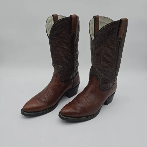 Durango Cowboy Boots Mens 9.5 D Brown Red Leather Western USA Vintage