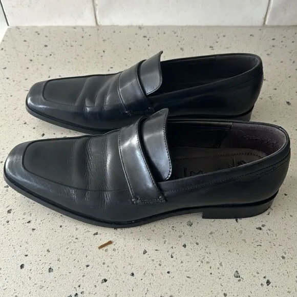 ECCO Men’s Black Leather Sleek Loafers Slip On Style Shoes Size EU42 / US8-8.5