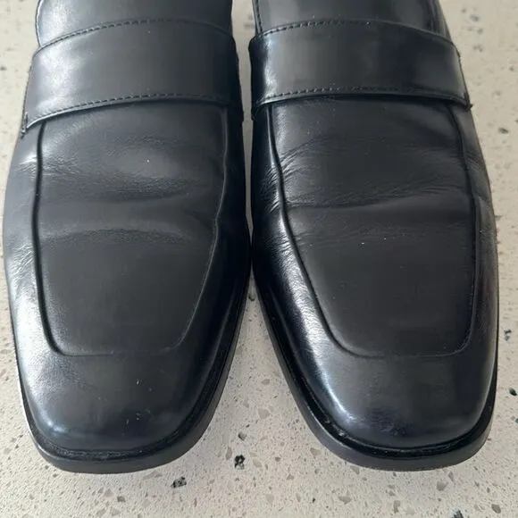 ECCO Men’s Black Leather Sleek Loafers Slip On Style Shoes Size EU42 / US8-8.5
