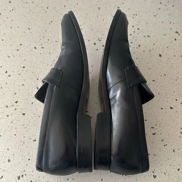 ECCO Men’s Black Leather Sleek Loafers Slip On Style Shoes Size EU42 / US8-8.5