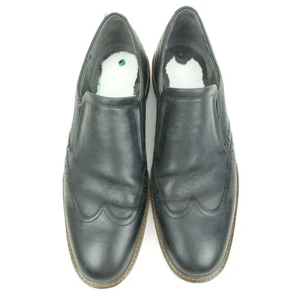 ECCO Mens Jeremy Black Slip On Brogue Wingtip 12