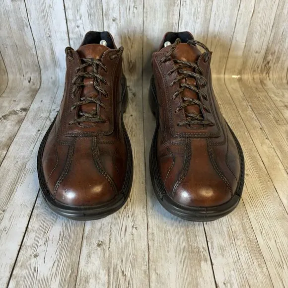 Ecco Men's Neoflexor Oxford Size 44 10 Brown Leather Tie Casual Travel Shoes