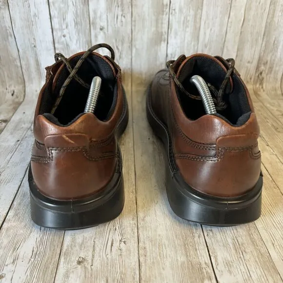 Ecco Men's Neoflexor Oxford Size 44 10 Brown Leather Tie Casual Travel Shoes