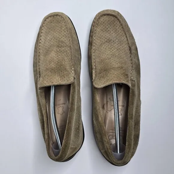 Ecco Mens Suede Leather Perforated Driving Loafers Shoes SZ EU 47 US 13-13.5