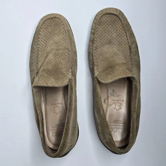 Ecco Mens Suede Leather Perforated Driving Loafers Shoes SZ EU 47 US 13-13.5