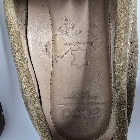 Ecco Mens Suede Leather Perforated Driving Loafers Shoes SZ EU 47 US 13-13.5