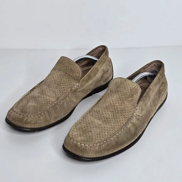 Ecco Mens Suede Leather Perforated Driving Loafers Shoes SZ EU 47 US 13-13.5