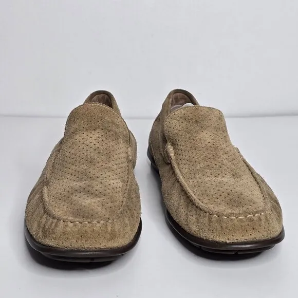 Ecco Mens Suede Leather Perforated Driving Loafers Shoes SZ EU 47 US 13-13.5