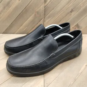 Ecco S-Lite Mens Size 47 Black Leather Moccasins Light Weight Cushioned Shoes