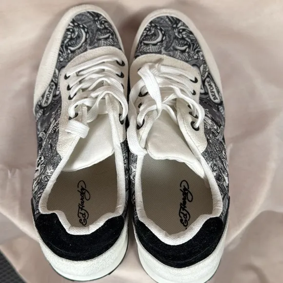 Ed Hardy Hank Men's Lace-up Skull Shoes COLOR WHITE SIZE 12 Casual Streetwear