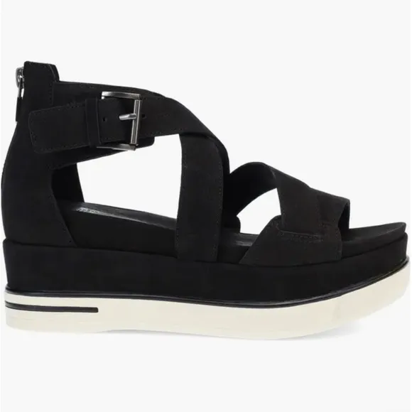 Eileen Fisher Boost Wedge Black Platform Sandal Sz 7.5