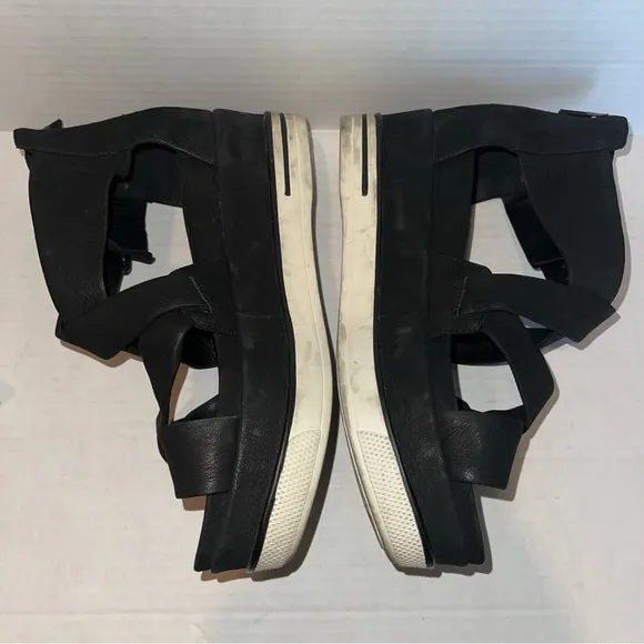 Eileen Fisher Boost Wedge Black Platform Sandal Sz 7.5