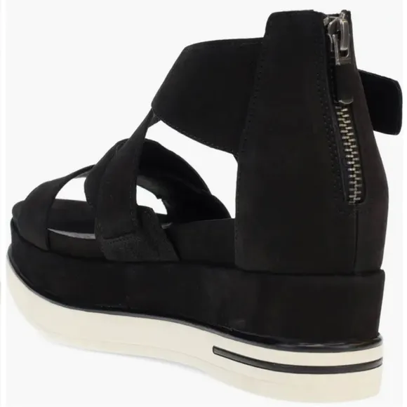 Eileen Fisher Boost Wedge Black Platform Sandal Sz 7.5