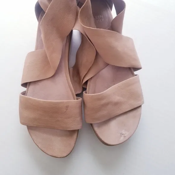 Eileen Fisher | Suede Ankle Strap Sandals, blush pink 9.5