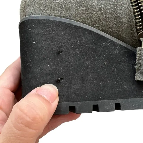 Eileen Fisher Tinker Wedge Bootie Chunky Platform Gray Suede Womens 7
