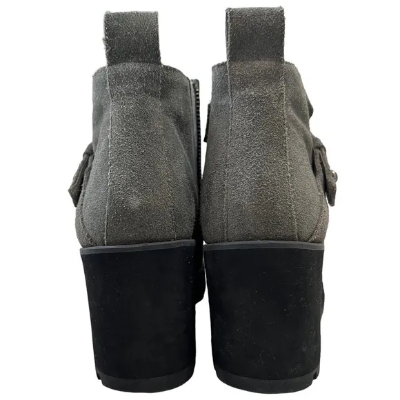 Eileen Fisher Tinker Wedge Bootie Chunky Platform Gray Suede Womens 7