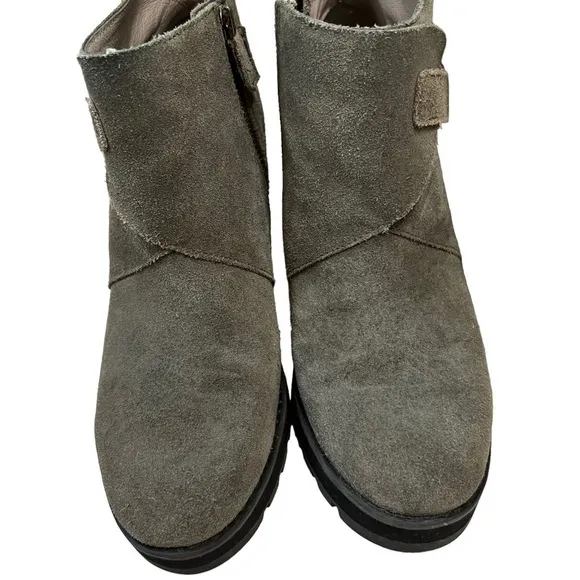 Eileen Fisher Tinker Wedge Bootie Chunky Platform Gray Suede Womens 7