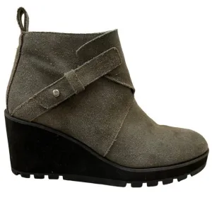 Eileen Fisher Tinker Wedge Bootie Chunky Platform Gray Suede Womens 7