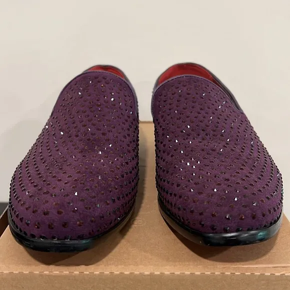 Enzo Romeo Sparko 26 Purple Velvet with Rhinestones Dress Loafer Size 11
