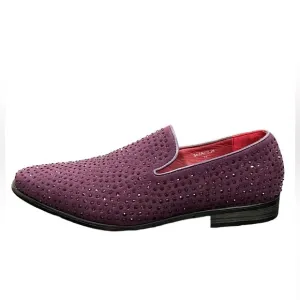 Enzo Romeo Sparko 26 Purple Velvet with Rhinestones Dress Loafer Size 11